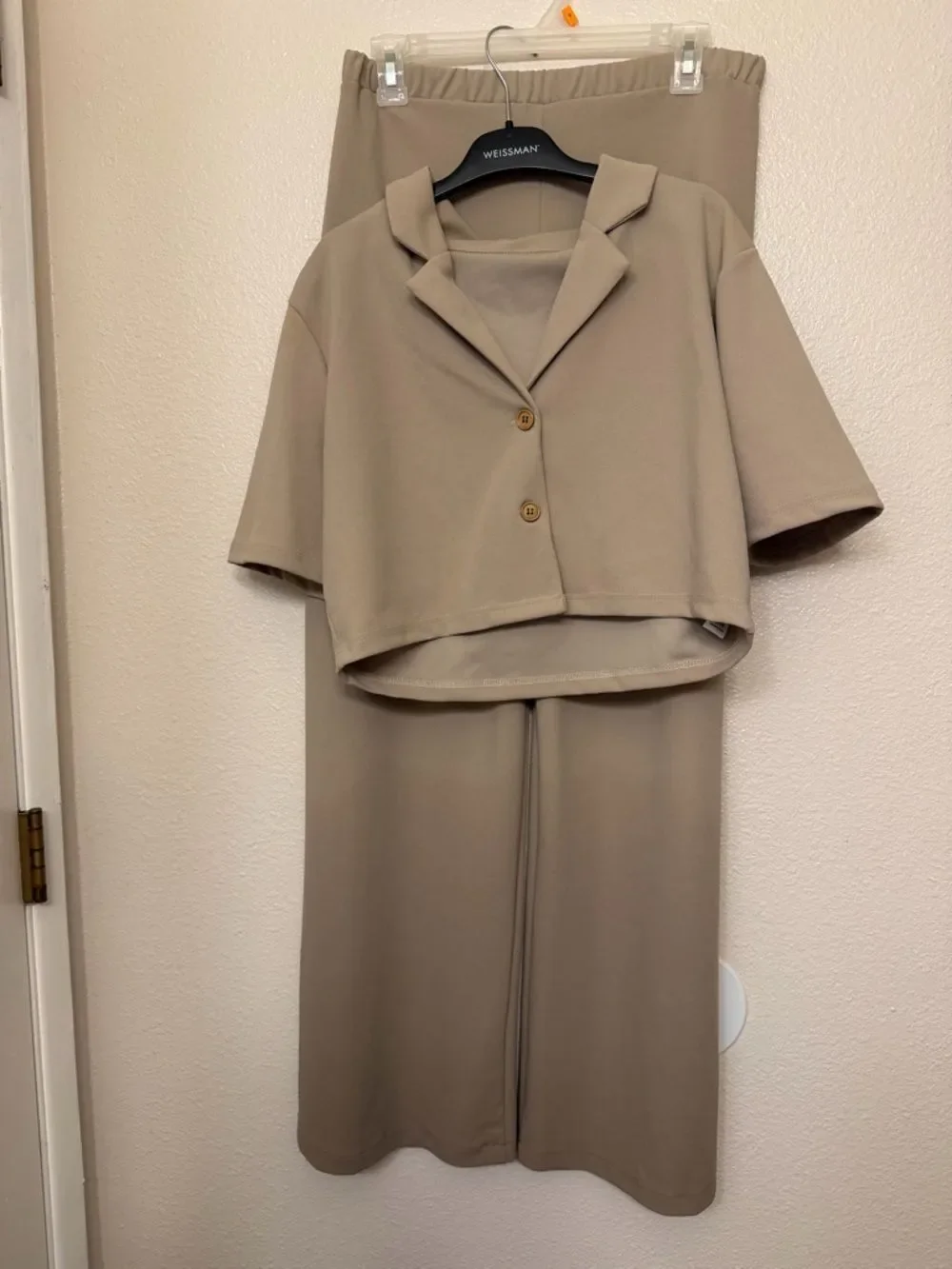 WEISSMAN Dance Costume menswear suit The Story Never Ends tux crop tan 14441 LA